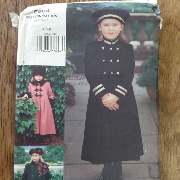 Vogue 8864 Sewing Pattern Girls Size 4-6 Long Coat and Tam Hat - Picture 1 of 16